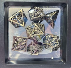 Dice Set: 7 Set Polyhedral Hollow Metal Cthulhu Silver MM793
